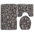 thumbnail image 1 of PUDMAD Wood Stitching1 3 Piece Bathroom Rugs Set Bath Rug Contour Mat and Toilet Lid Cover, 1 of 2