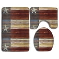 thumbnail image 1 of PUDMAD Wood Texas Flag 3 Piece Bathroom Rugs Set Bath Rug Contour Mat and Toilet Lid Cover, 1 of 2