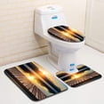 thumbnail image 1 of PUDMAD Wooden Bridge on Lake a Reflection Sunset on Snow Mountain 3 Piece Bathroom Rugs Set Bath Rug Contour Mat and Toilet Lid Cover, 1 of 2