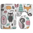 thumbnail image 1 of PUDMAD Woodland Doodle 3 Piece Bathroom Rugs Set Bath Rug Contour Mat and Toilet Lid Cover, 1 of 2