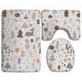 thumbnail image 1 of PUDMAD Woodland-Forlic 3 Piece Bathroom Rugs Set Bath Rug Contour Mat and Toilet Lid Cover, 1 of 2