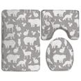 thumbnail image 1 of PUDMAD Woodland Party Grey 3 Piece Bathroom Rugs Set Bath Rug Contour Mat and Toilet Lid Cover, 1 of 2