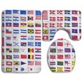 thumbnail image 1 of PUDMAD World Flag 3 Piece Bathroom Rugs Set Bath Rug Contour Mat and Toilet Lid Cover, 1 of 2