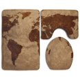 thumbnail image 1 of PUDMAD World Map 3 Piece Bathroom Rugs Set Bath Rug Contour Mat and Toilet Lid Cover, 1 of 2