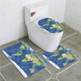 thumbnail image 1 of PUDMAD World Topographic Map 3 Piece Bathroom Rugs Set Bath Rug Contour Mat and Toilet Lid Cover, 1 of 2