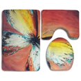 thumbnail image 1 of PUDMAD Yellow Butterfly 3 Piece Bathroom Rugs Set Bath Rug Contour Mat and Toilet Lid Cover, 1 of 2