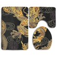 thumbnail image 1 of PUDMAD Yellow Dragon Black Background 3 Piece Bathroom Rugs Set Bath Rug Contour Mat and Toilet Lid Cover, 1 of 2