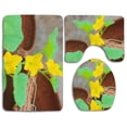 thumbnail image 1 of PUDMAD Yellow Flower 3 Piece Bathroom Rugs Set Bath Rug Contour Mat and Toilet Lid Cover, 1 of 2