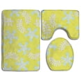thumbnail image 1 of PUDMAD Yellow Flower Leaves 3 Piece Bathroom Rugs Set Bath Rug Contour Mat and Toilet Lid Cover, 1 of 2