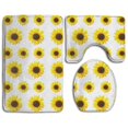 thumbnail image 1 of PUDMAD Yellow Sunflower 3 Piece Bathroom Rugs Set Bath Rug Contour Mat and Toilet Lid Cover, 1 of 2