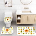 thumbnail image 1 of PUDMAD Yellow and Orange Flowers 3 Piece Bathroom Rugs Set Bath Rug Contour Mat and Toilet Lid Cover, 1 of 2