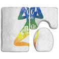 thumbnail image 1 of PUDMAD Yoga Life 3 Piece Bathroom Rugs Set Bath Rug Contour Mat and Toilet Lid Cover, 1 of 2
