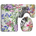 thumbnail image 1 of PUDMAD Zebra Flowers 3 Piece Bathroom Rugs Set Bath Rug Contour Mat and Toilet Lid Cover, 1 of 2