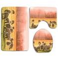 thumbnail image 1 of PUDMAD Zebra Red and Black Stripe 3 Piece Bathroom Rugs Set Bath Rug Contour Mat and Toilet Lid Cover, 1 of 2