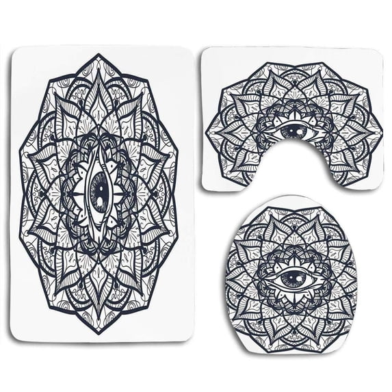 PUDMAD Zebra Tropical Flowers Summer Garden Blooms Leaves on Zebra Background 3 Piece Bathroom Rugs Set Bath Rug Contour Mat and Toilet Lid Cover
