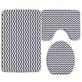 thumbnail image 1 of PUDMAD Zig Zag Geometric Retro Stylized Funk Art Effects Featured Details Graphic 3 Piece Bathroom Rugs Set Bath Rug Contour Mat and Toilet Lid Cover, 1 of 2