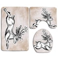 thumbnail image 1 of PUDMAD Zodiac Florals Pisces Fish House Water Element Sensitivity Planet Sign 3 Piece Bathroom Rugs Set Bath Rug Contour Mat and Toilet Lid Cover, 1 of 2