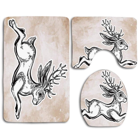 PUDMAD Zodiac Florals Pisces Fish House Water Element Sensitivity Planet Sign 3 Piece Bathroom Rugs Set Bath Rug Contour Mat and Toilet Lid Cover