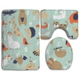 thumbnail image 1 of PUDMAD Zoo Alphabet Cute 3 Piece Bathroom Rugs Set Bath Rug Contour Mat and Toilet Lid Cover, 1 of 2