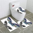 thumbnail image 1 of PUDMAD an Beautiful Abstract Butterflies 3 Piece Bathroom Rugs Set Bath Rug Contour Mat and Toilet Lid Cover, 1 of 2