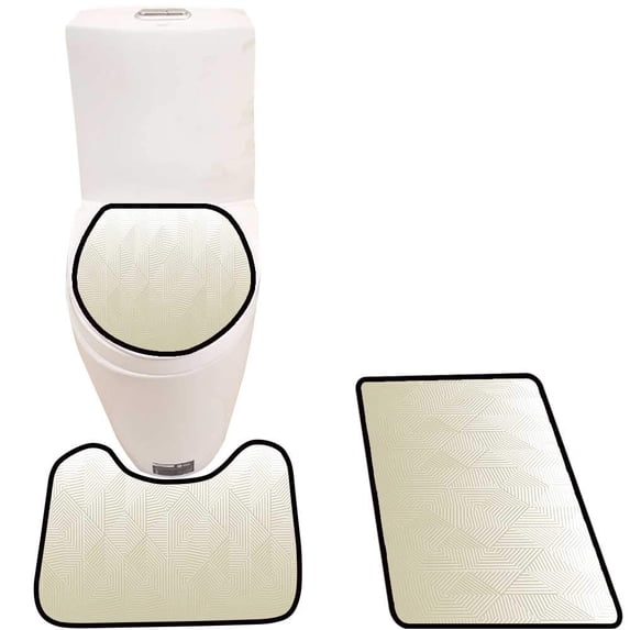 PUDMAD backgroun FA Effect stylishbackgroun Subtle in 3 Piece Bathroom Rugs Set Bath Rug Contour Mat and Toilet Lid Cover