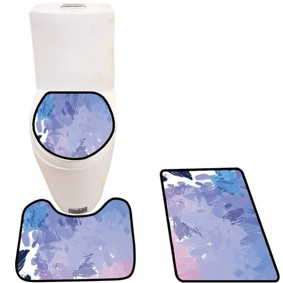 PUDMAD brushe painte backgroun Brush Stroke Paint in 3 Piece Bathroom Rugs Set Bath Rug Contour Mat and Toilet Lid Cover