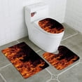 thumbnail image 1 of PUDMAD fire Isolated Over Black 3 Piece Bathroom Rugs Set Bath Rug Contour Mat and Toilet Lid Cover, 1 of 2