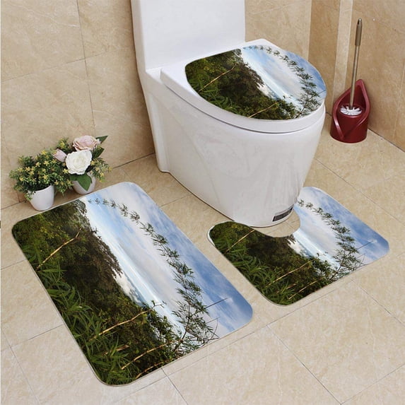 PUDMAD from Andes to Amazon Ecuador 3 Piece Bathroom Rugs Set Bath Rug Contour Mat and Toilet Lid Cover