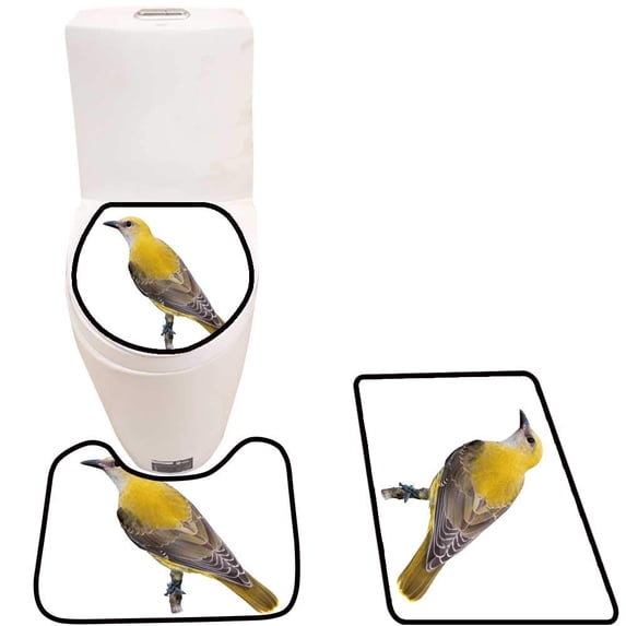 PUDMAD gen Oriole Juvenile Isolate on White backgroun 3 Piece Bathroom Rugs Set Bath Rug Contour Mat and Toilet Lid Cover