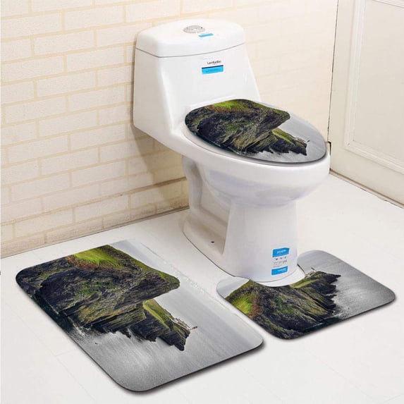PUDMAD house at Neist Point Isle Skye Scotland 3 Piece Bathroom Rugs Set Bath Rug Contour Mat and Toilet Lid Cover