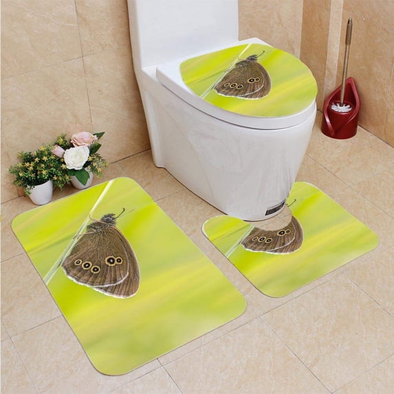 PUDMAD koevinkje 3 Piece Bathroom Rugs Set Bath Rug Contour Mat and Toilet Lid Cover