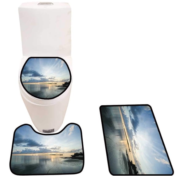 PUDMAD mak isl KOH mak trat thail 3 Piece Bathroom Rugs Set Bath Rug Contour Mat and Toilet Lid Cover