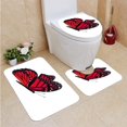 thumbnail image 1 of PUDMAD red Butterfly 3 Piece Bathroom Rugs Set Bath Rug Contour Mat and Toilet Lid Cover, 1 of 2