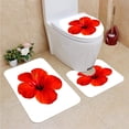 thumbnail image 1 of PUDMAD red Hibiscus Flower 3 Piece Bathroom Rugs Set Bath Rug Contour Mat and Toilet Lid Cover, 1 of 2