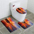 thumbnail image 1 of PUDMAD red Sunset in Sopelana Beach 3 Piece Bathroom Rugs Set Bath Rug Contour Mat and Toilet Lid Cover, 1 of 2