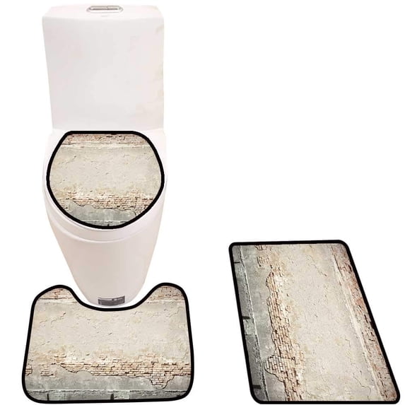 PUDMAD urb backgroun Grunge wtexture 3 Piece Bathroom Rugs Set Bath Rug Contour Mat and Toilet Lid Cover