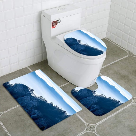 PUDMAD wendelstein 3 Piece Bathroom Rugs Set Bath Rug Contour Mat and Toilet Lid Cover