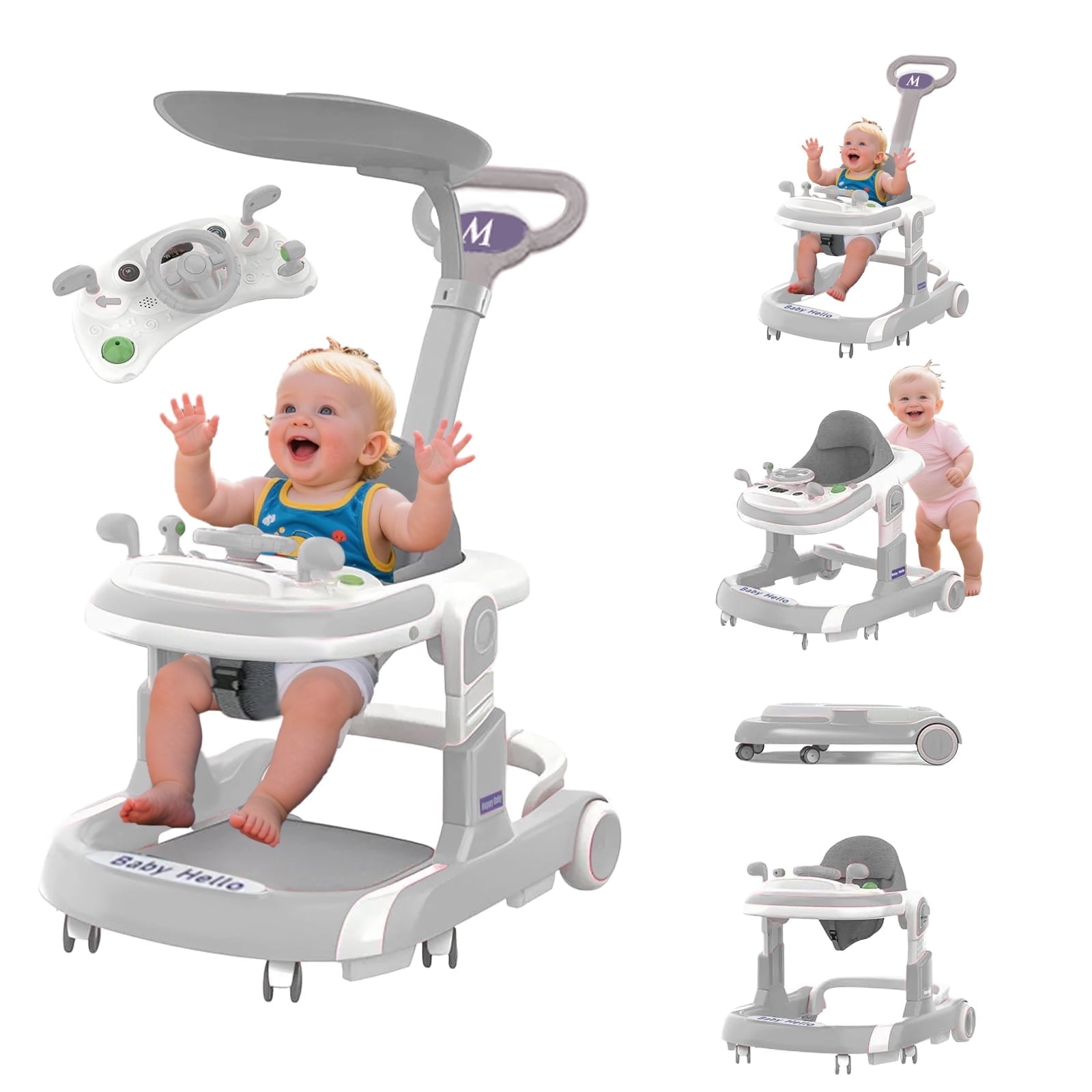 babythree 6点セット Bright Starts Adjustable Baby Walker with Activity Station