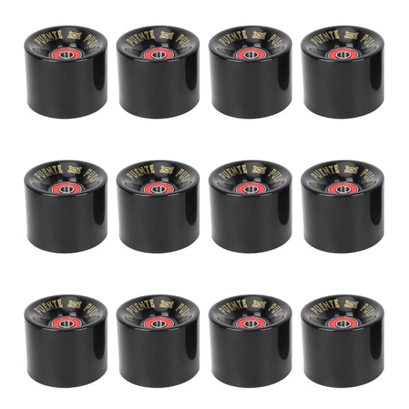 PUENTE 12Pcs Cruiser Skateboard Wheels PU Wheels Long Board Cruiser Wheels with ABEC-9 Bearings,12 x Skateboard Wheels,black & red