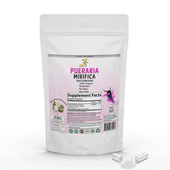 PUERARIA MIRIFICA (WHITE KWAO KRUA) ORGANIC (THAILAND) 100 CAPSULES BY SMS