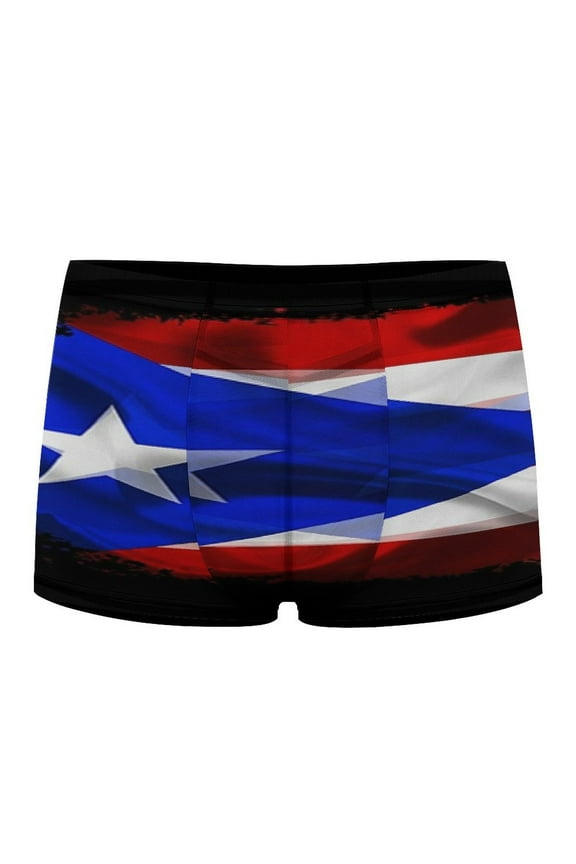 PUERTO RICAN FLAG by Solomaskx Men's Mesh Boxer Briefs Cooling Breathable Sports Underwear Vertical Fly