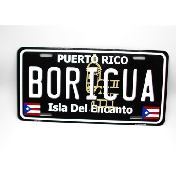 PUERTO RICO BORICUA ISLA DEL ENCANTO METAL CAR LICENSE PLATE - Aluminum ( 12 inch x 6 inch )
