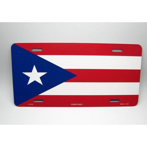 PUERTO RICO FLAG METAL CAR LICENSE PLATE AUTOTAG PUERTO RICAN FLAG - Aluminum ( 12 inch x 6 inch )