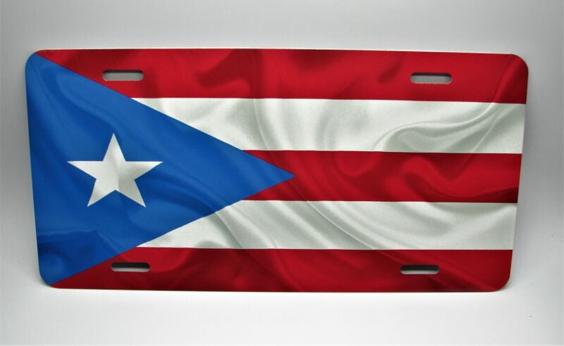 PUERTO RICO FLAG METAL CAR LICENSE PLATE AUTOTAG. PUERTO RICAN WAVING ...
