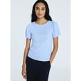 thumbnail image 1 of Free Assembly Women's Crewneck Top with Short Puff Sleeves, Sizes XS-XXL, 1 of 5