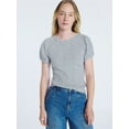 thumbnail image 1 of Free Assembly Women's Crewneck Top with Short Puff Sleeves, Sizes XS-XXL, 1 of 5