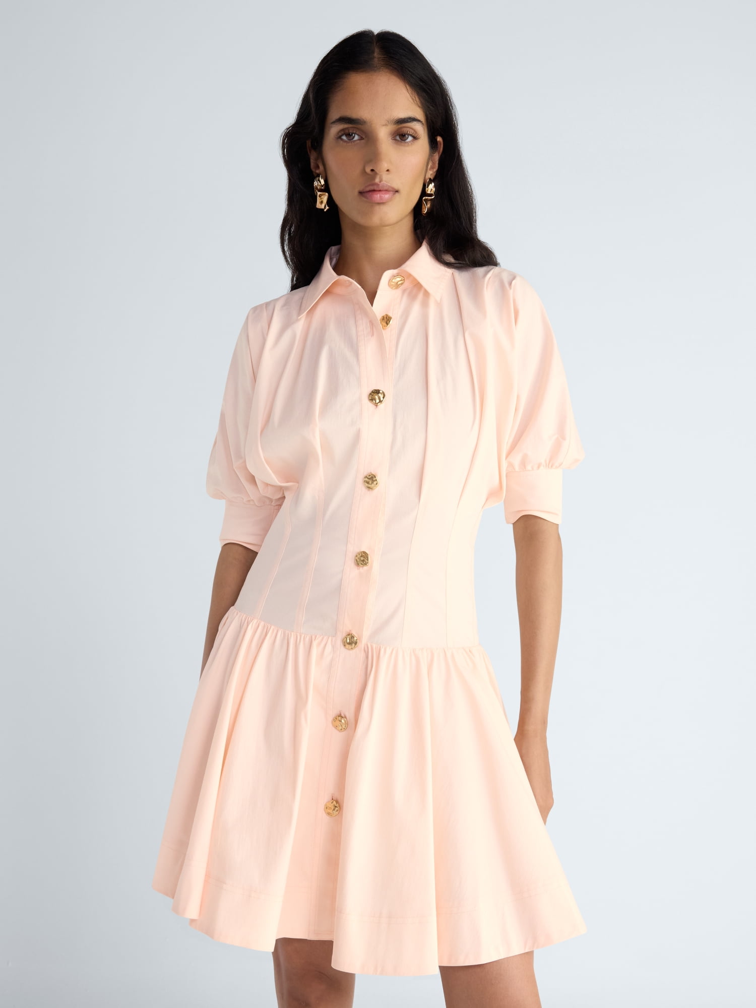 Women's and Women's Plus Mini Dress with Puff Sleeves, Sizes XS-4X