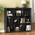 thumbnail image 1 of PUFFCAFE Book Shelf with 10-Cube,3 Tier Open Book Cases,Floor Standing 38" Tall bookshelf,Wooden Display Shelves,Black Bookcase, 1 of 7