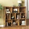 thumbnail image 1 of PUFFCAFE Book Shelf with 10-Cube,3 Tier Open Book Cases,Floor Standing 38" Tall bookshelf,Wooden Display Shelves,Brown Bookcase, 1 of 7