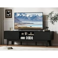 thumbnail image 1 of PUFFCAFE Fluted TV Stand for 55 60 65 Inch TV,Mid Century Modern Entertainment Center with with Storage & Sliding Doors,TV Media Console Table with Wood Feet for Living Room,Bedroom,Black, 1 of 6